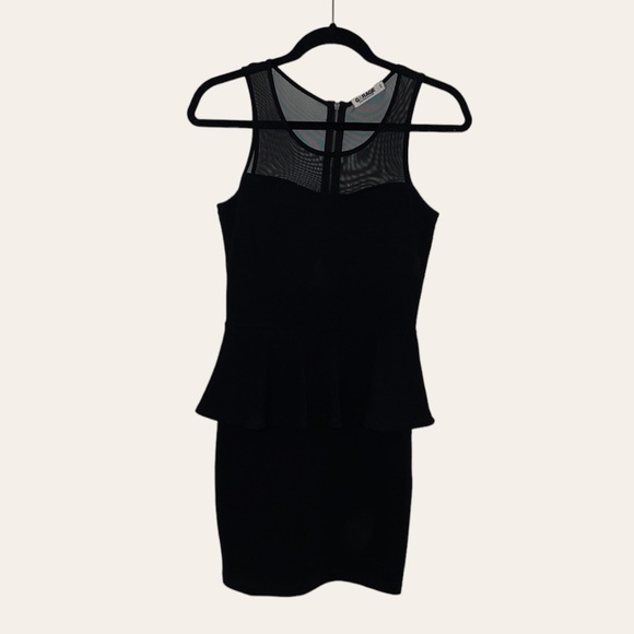 Small Garage Black Mini Dress with Mesh Neckline - Picture 2 of 8